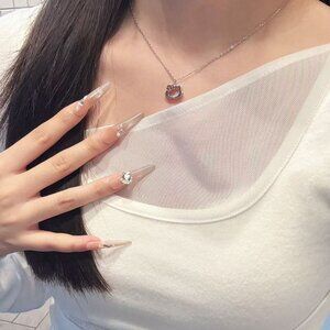 Luminous Sterling Silver Diamond Necklace – A Symphony of Light and Elegance